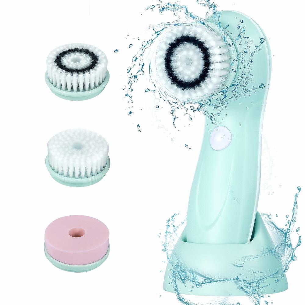 Rechargeable Rotating Waterproof Cleansing Facial Brush Set - Blue image
