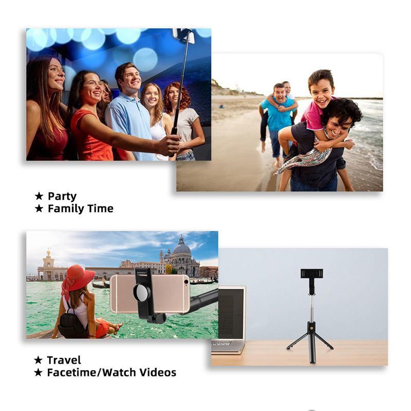 Foldable Bluetooth Selfie Stick With Remote Control - White image