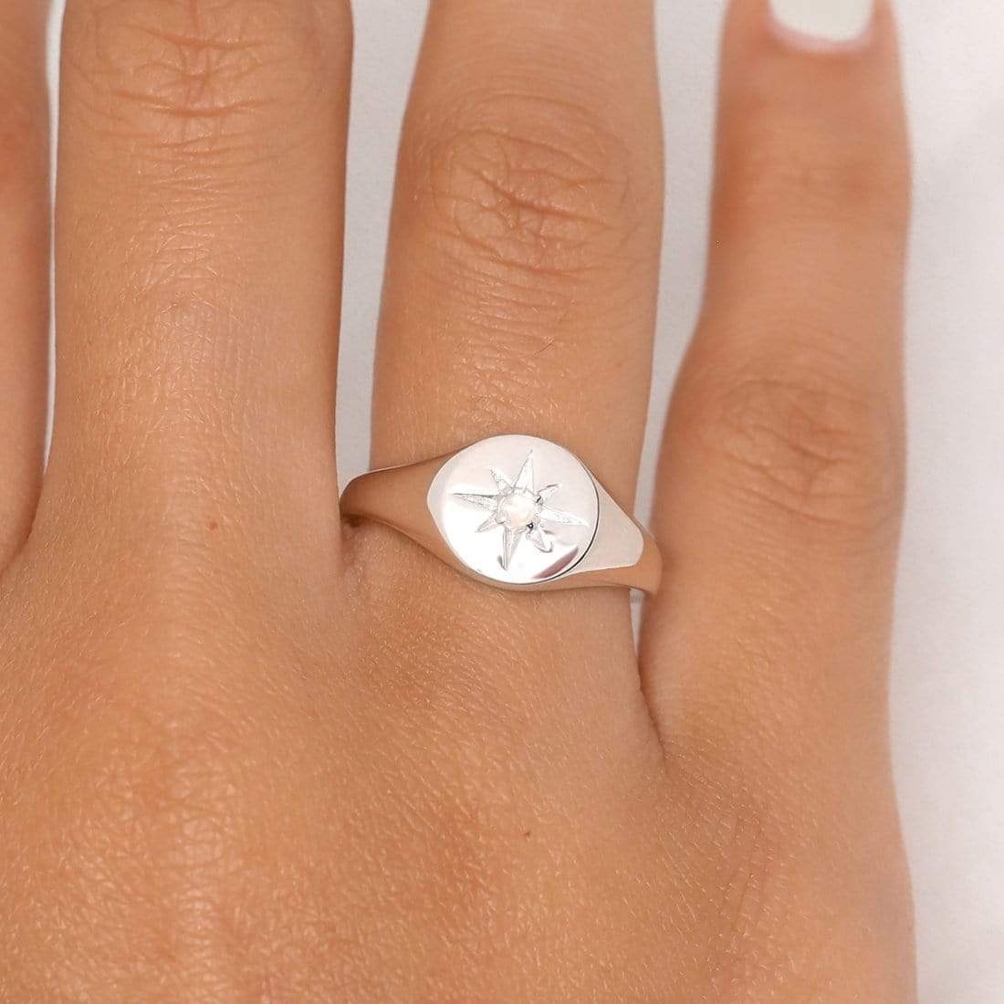 Midsummer Star: Enchanted Light Moonstone Signet Ring (Size 7) image