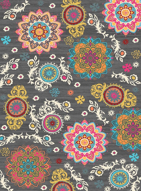 Madelene Grey Mandala Rectangular Rug at Mighty Ape NZ