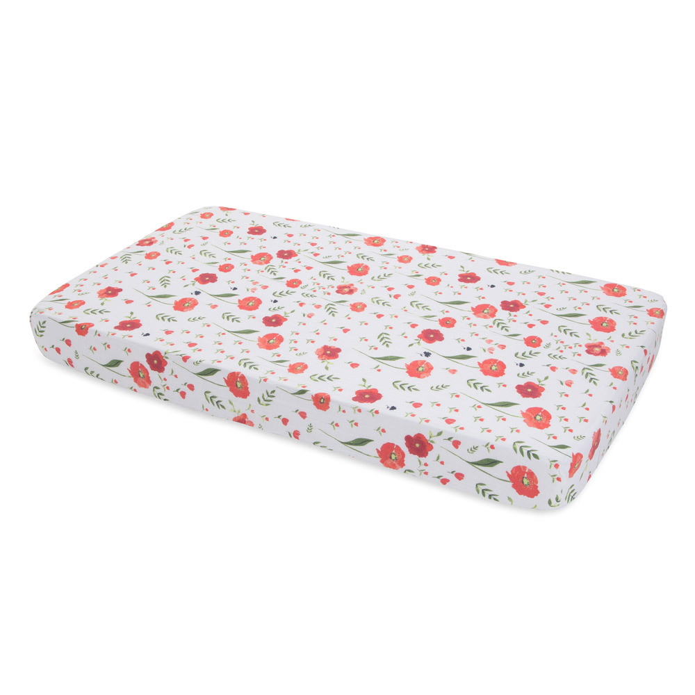 Little Unicorn - Cotton Muslin Cot Sheet - Summer Poppy image