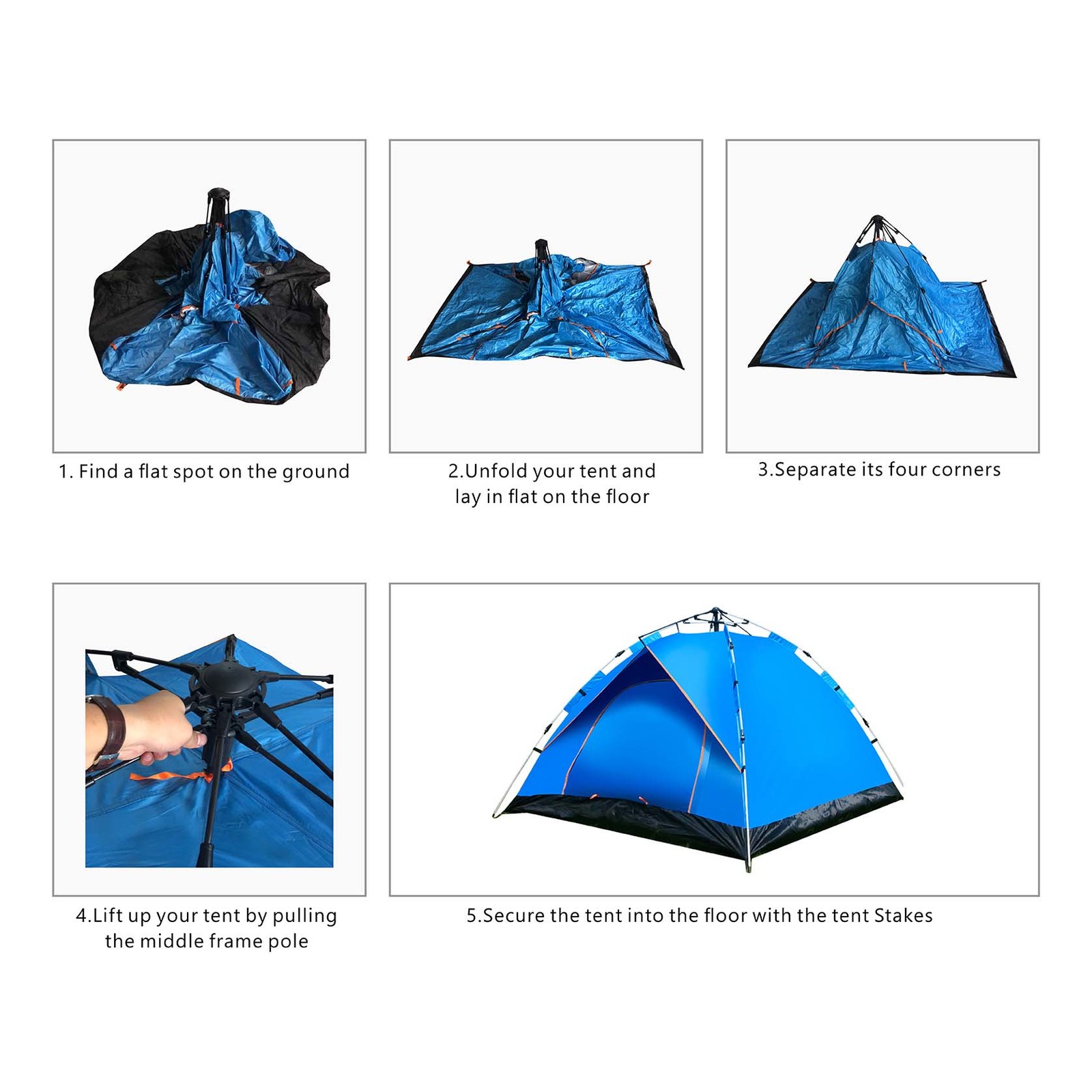 1-2 Person Instant Dome Camping Tent (Blue) Waterproof/UV Protection UPF 50+