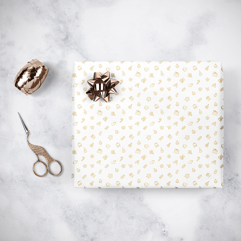 Gorilla Gift: Wrapping Paper - Christmas White (5m) image