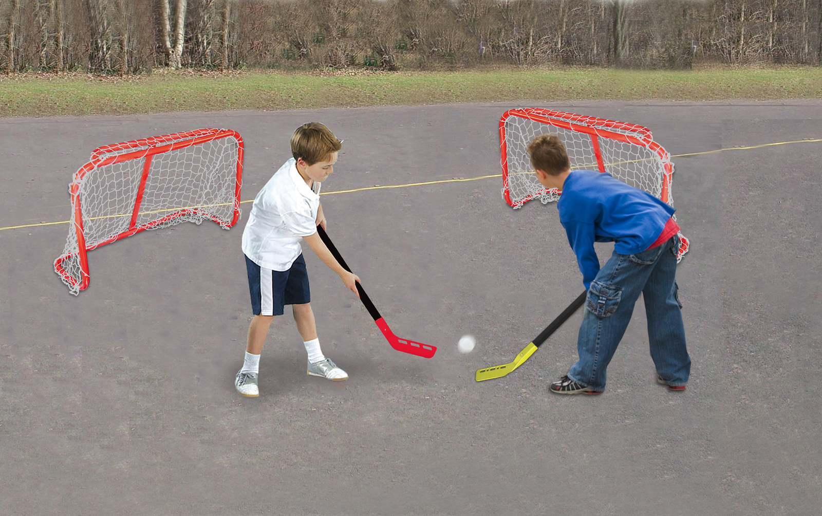 Buy Twin Hockey Goal Set (2 Goals + 2 Nets + 2 Hockey Sticks + 2 Hockey