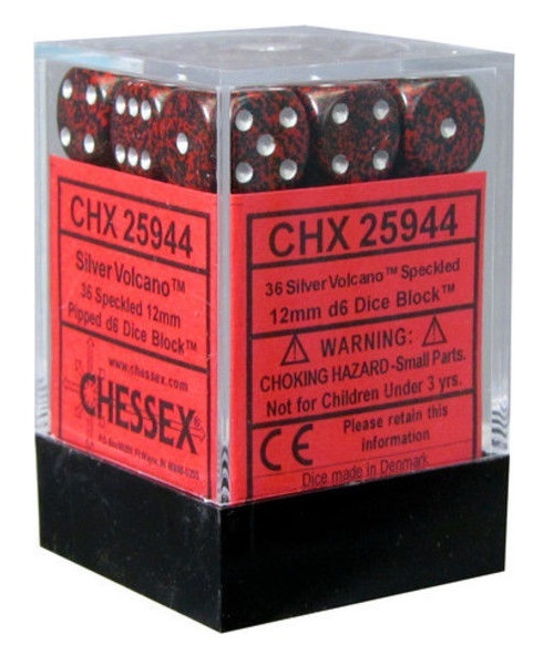 Chessex: D6 Speckled Cube Set (12mm) - Silver Volcano image