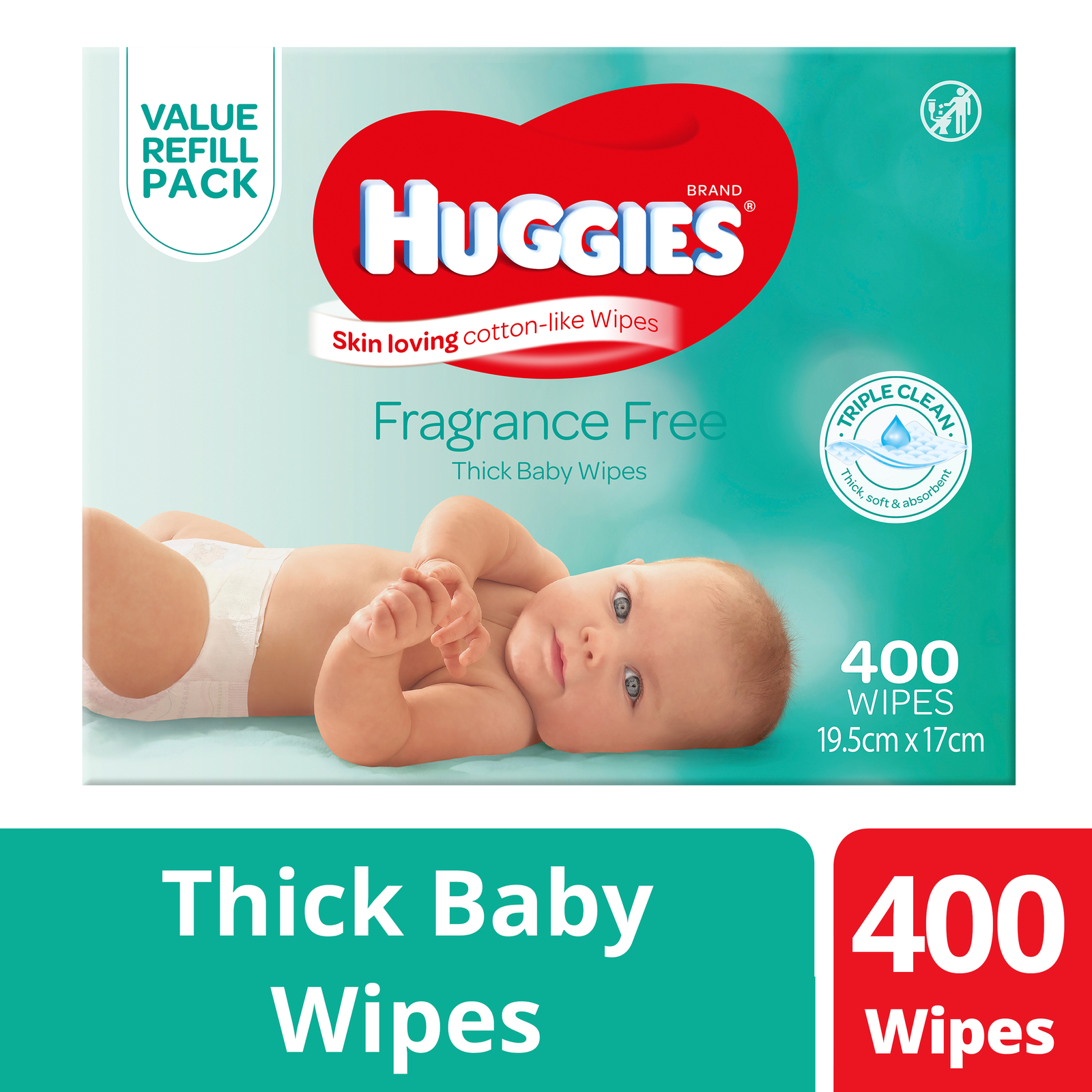Huggies: Baby Wipes Fragrance Free - Mega Pack (400) image
