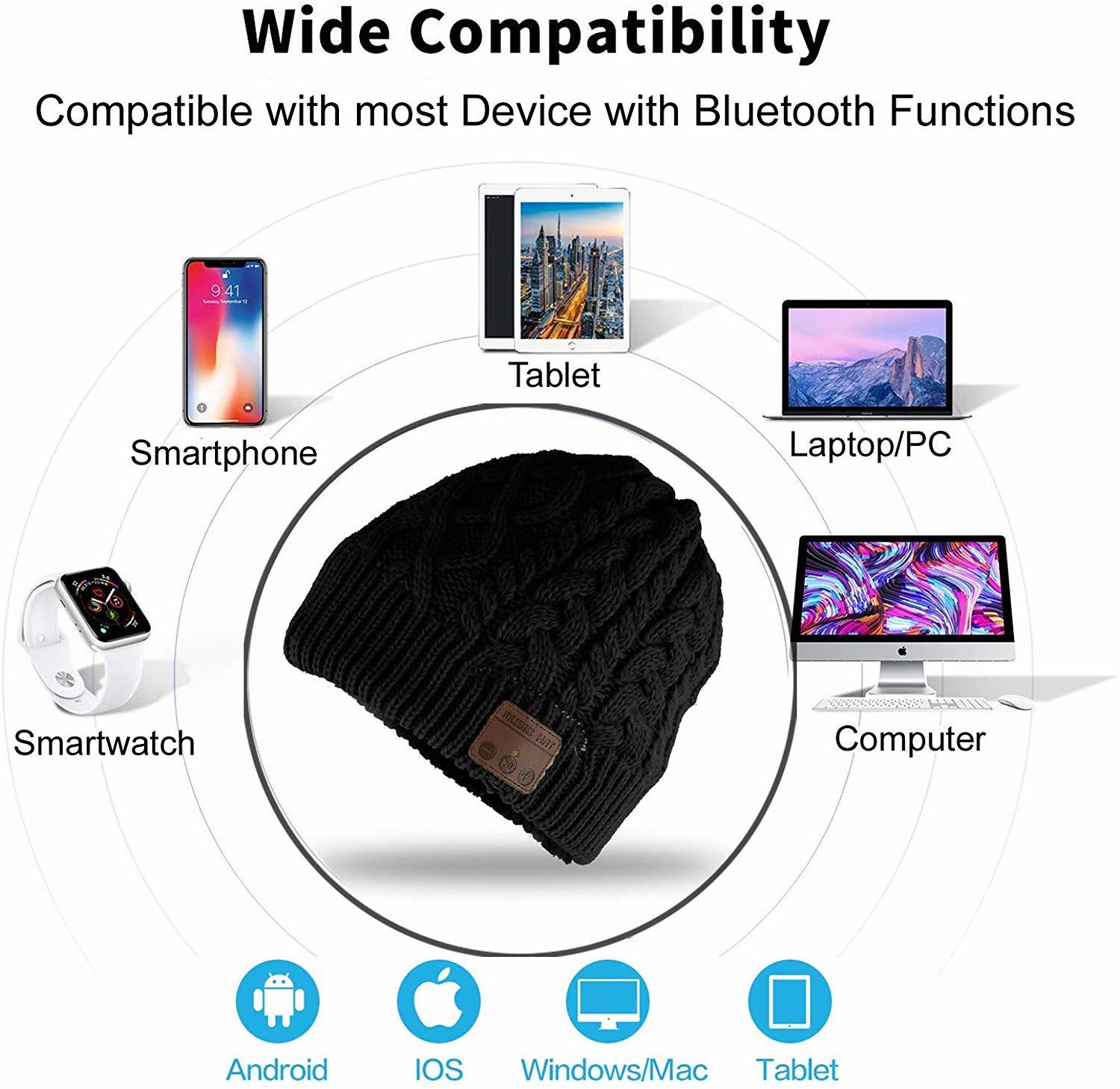 Ape Basics: Wireless Bluetooth Music Beanie Hat - Black image