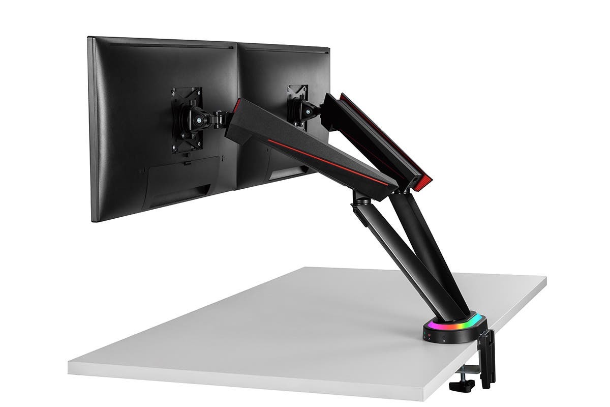 Kogan Dual Full Motion SpringAssisted RGB Gaming Monitor Mount with