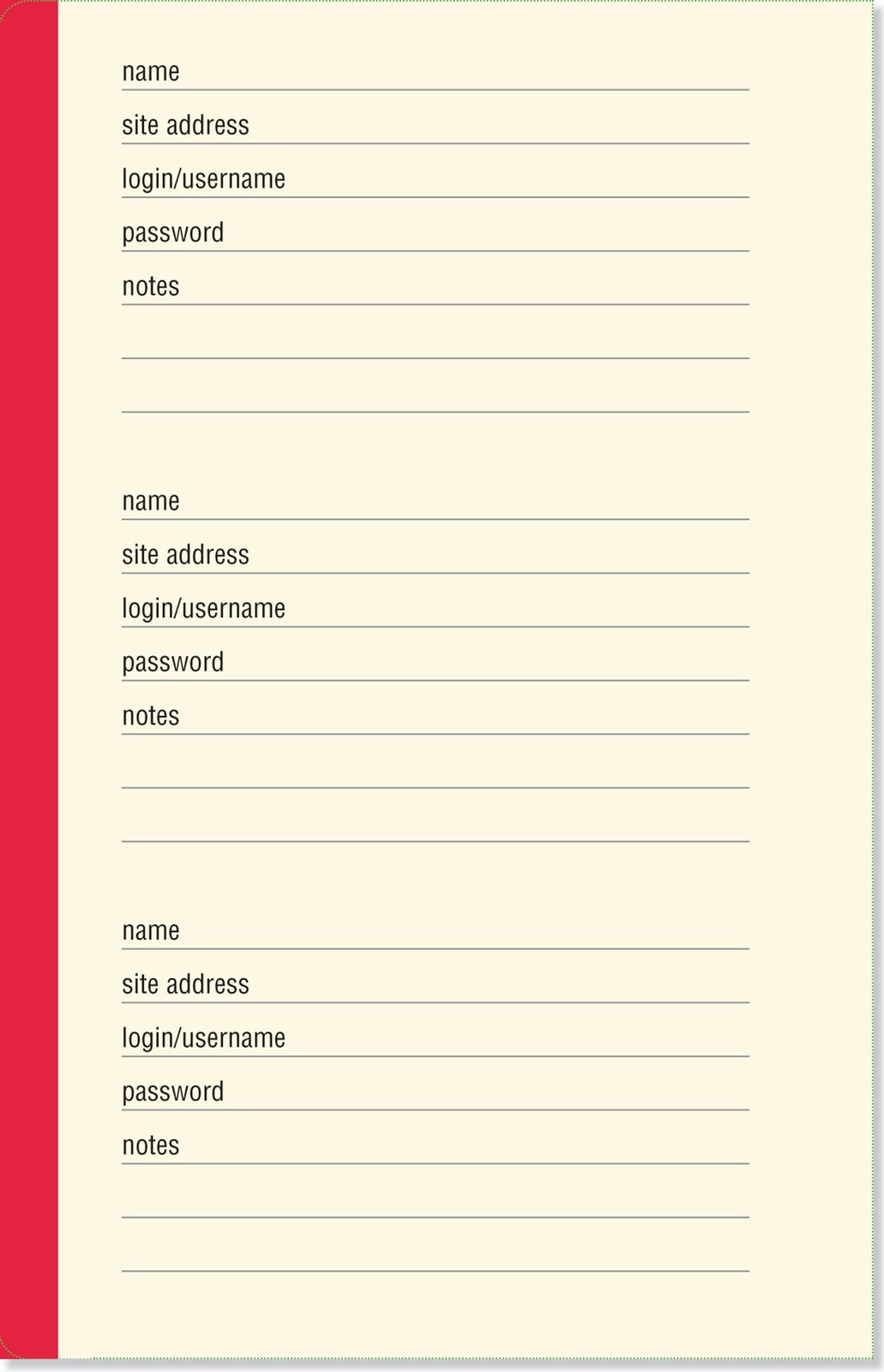 Personal Internet Address & Password Logbook (Red) image