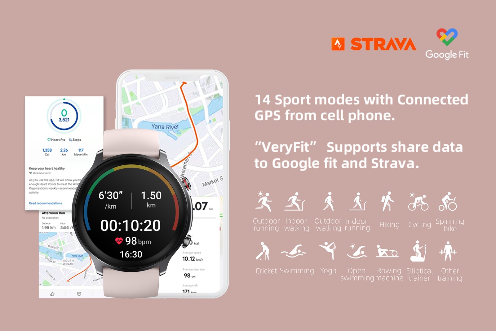 Kogan Pulse+ II Smart Watch (Rose Gold) at Mighty Ape NZ