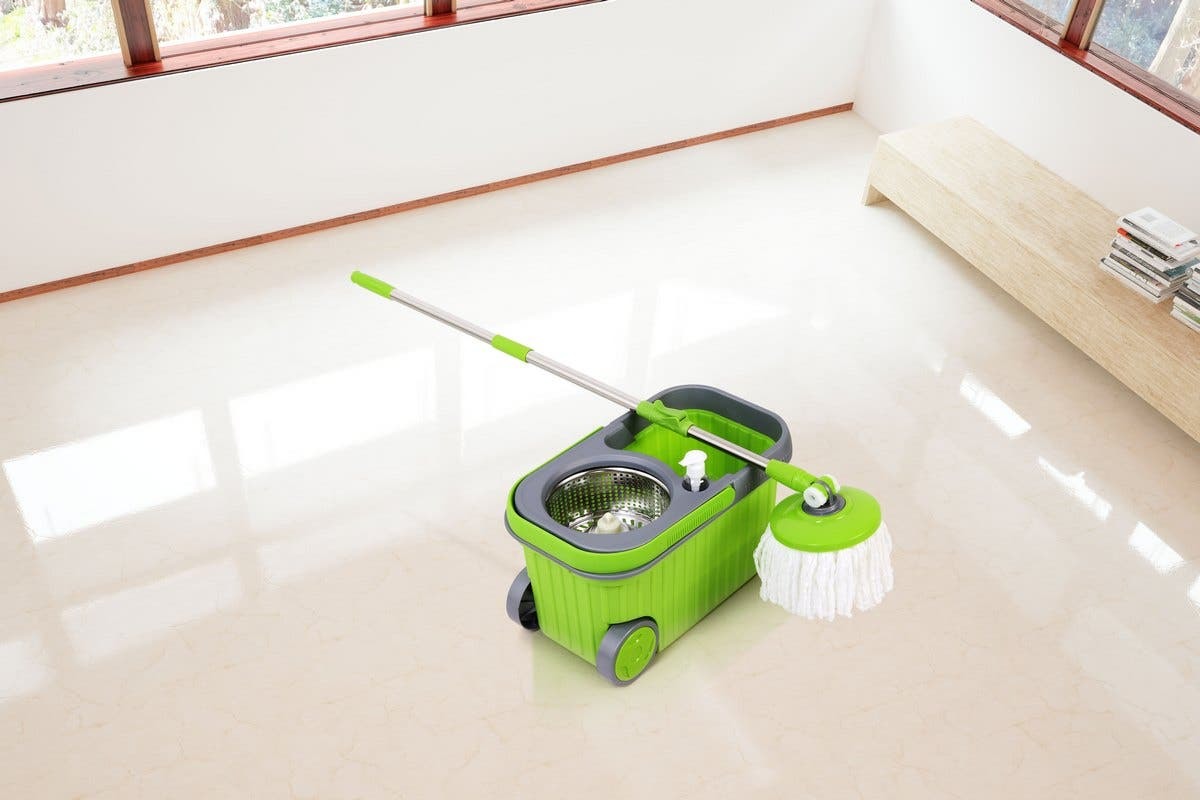 Essentials For You: Magic 360° Spin Mop with Roller Bucket and 5 Mop Heads image