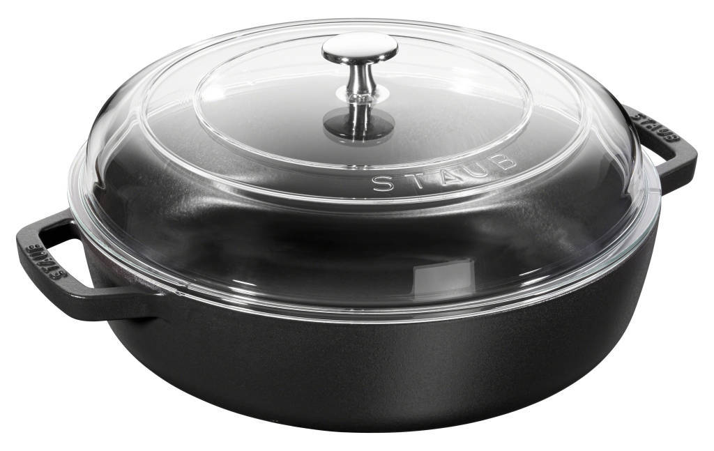 Staub Black Braiser with Glass Lid 28cm at Mighty Ape NZ