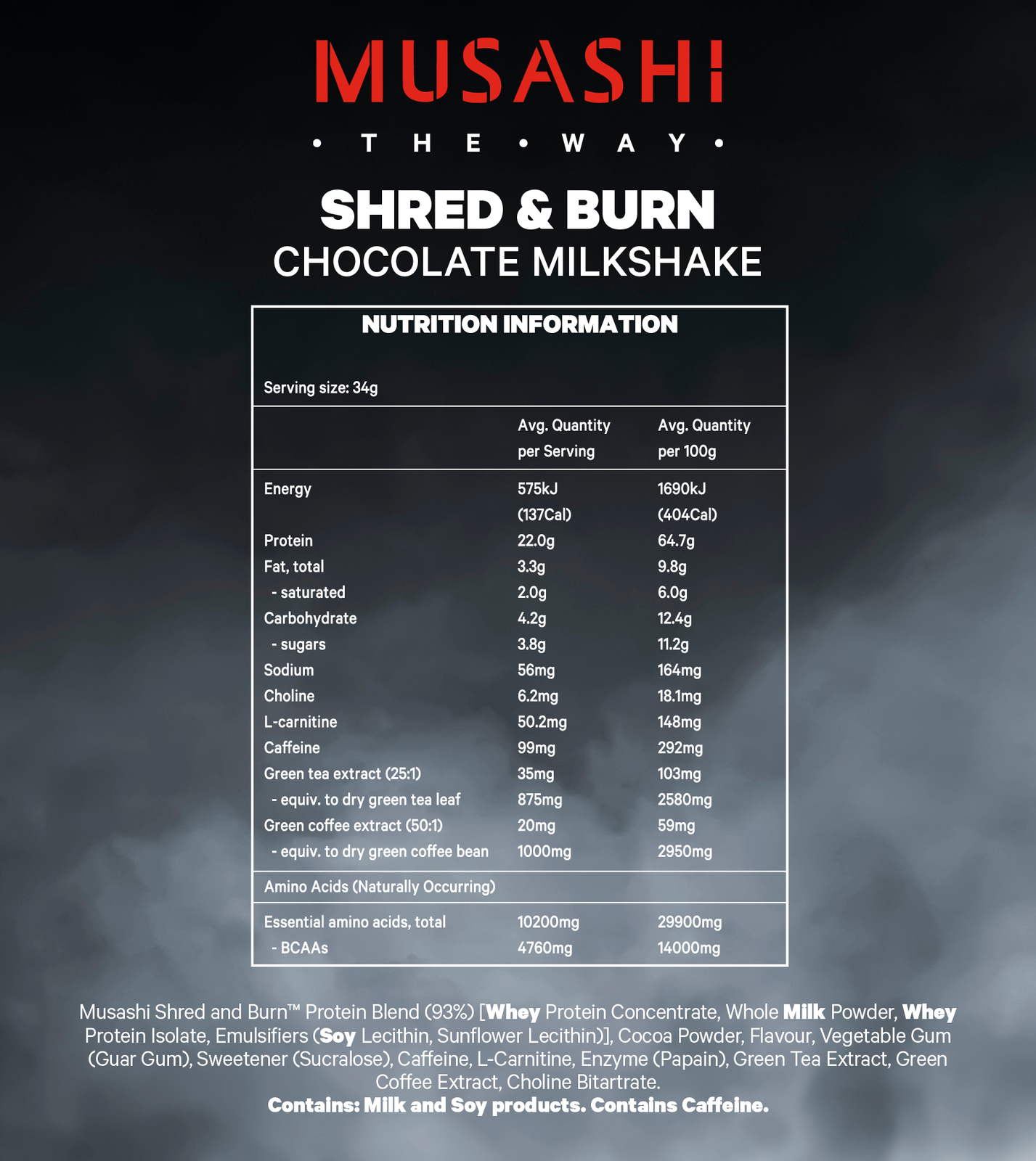 Musashi Shred & Burn Protein Powder - Chocolate Milkshake (900g) image