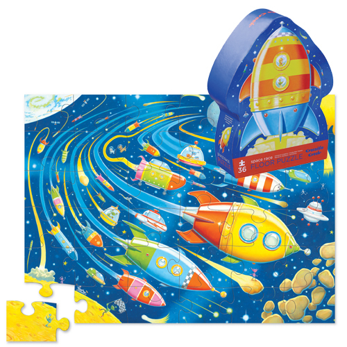 Crocodile Creek: 36-Piece Shaped Box Puzzle - Space Race image