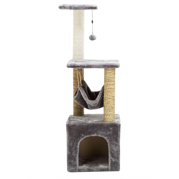 Cat Tree (3 Levels) 1M With Snuggle House & Hammock image