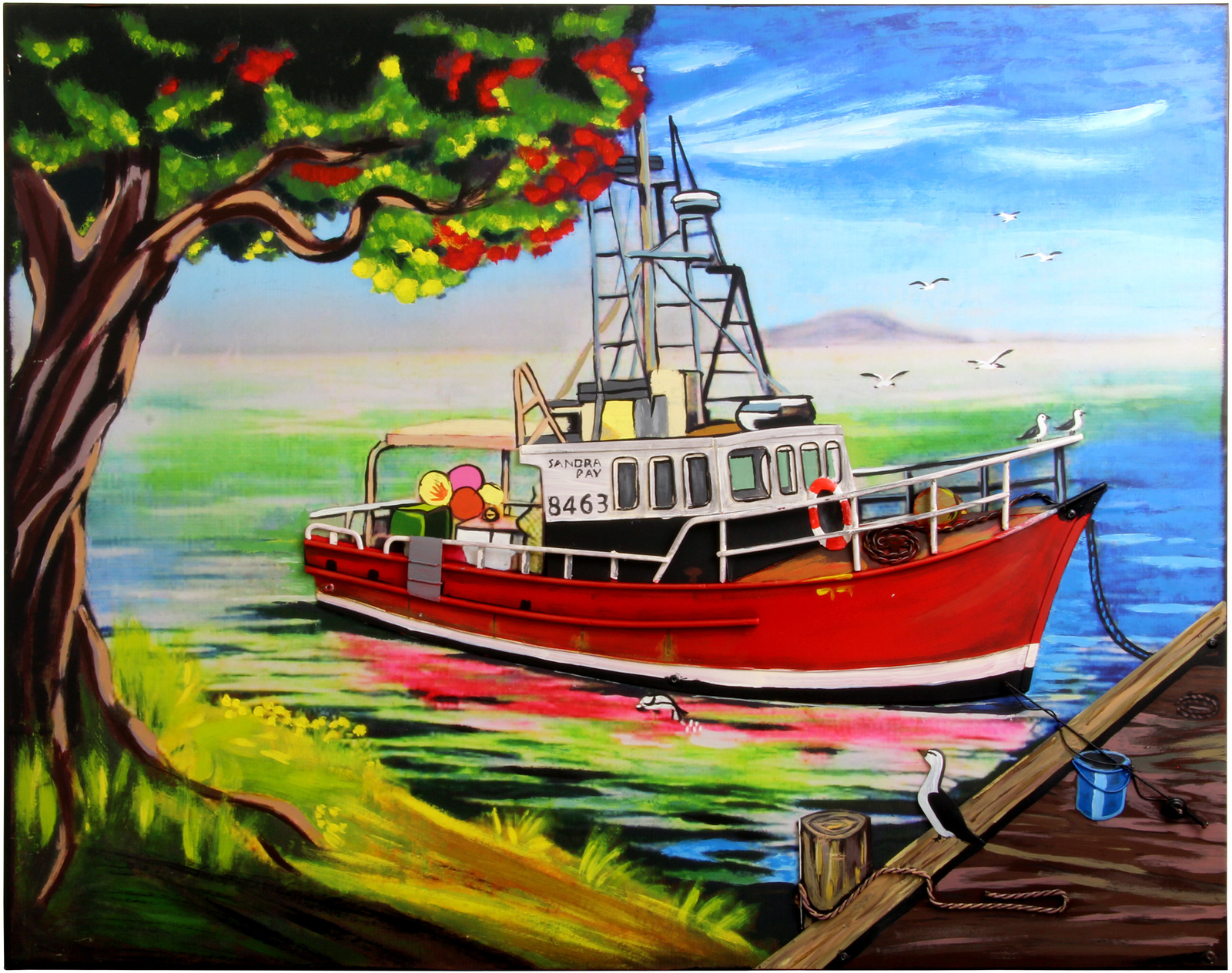 3D Kiwiana Metal Art Boat By The Jetty at Mighty Ape NZ