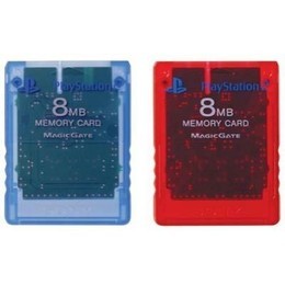 Sony PS2 Official Memory Card Twin Pack - Red and Blue on PS2