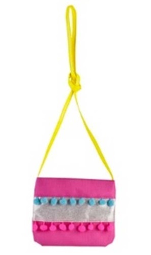 Pink Poppy: Pom Pom Party Shoulder Bag - Hot Pink image