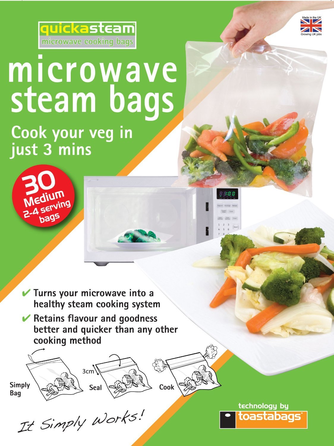 Quickasteam Mircowave Cooking Bags Medium (30 Pack) image