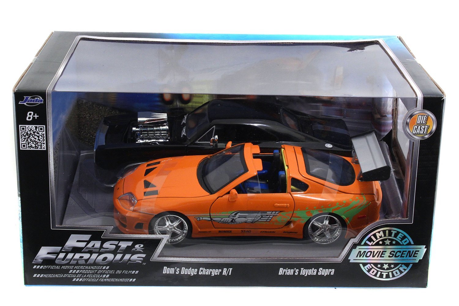 Jada 1:24 Fast /& Furious Dodge Charger R//T Toyota Supra Brian /& Dom Figures Set