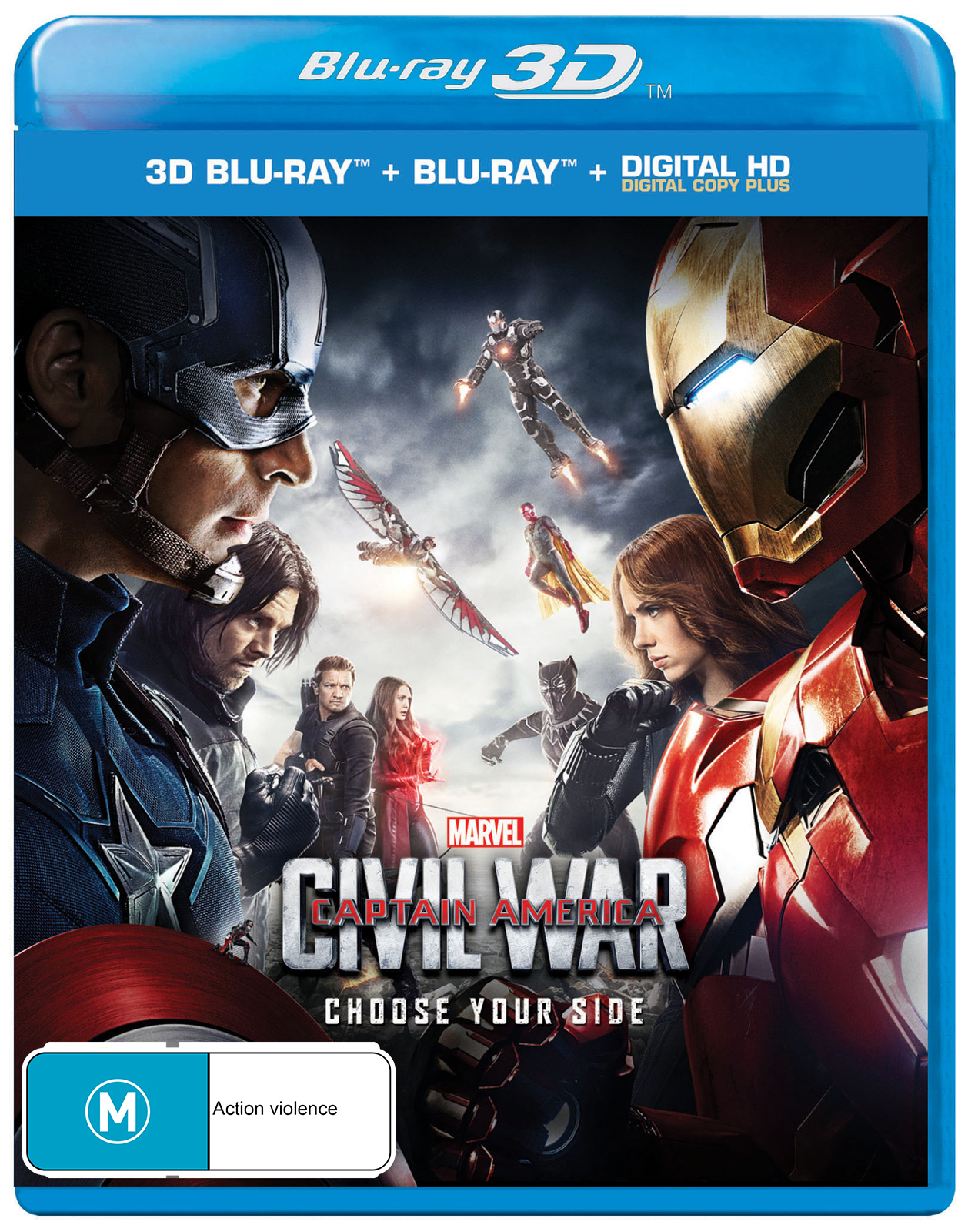 Captain America: Civil War on Blu-ray, 3D Blu-ray, DC+ image