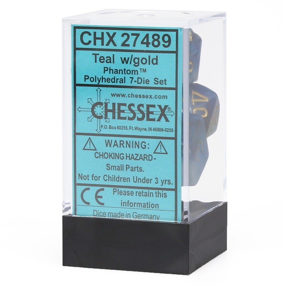 Chessex: Phantom Polyhedral Dice Set - Teal/Gold image