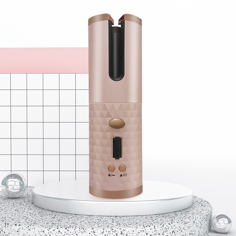 Wireless Auto-Rotating Ceramic Hair Curler - Pink image