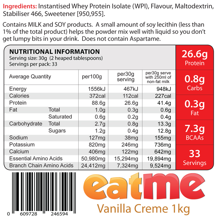 Eat Me Lean Shake Protein 1Kg (Vanilla Creme) image