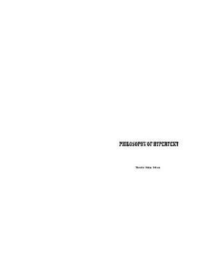 Philosophy of Hypertext by Theodor Holm Nelson image