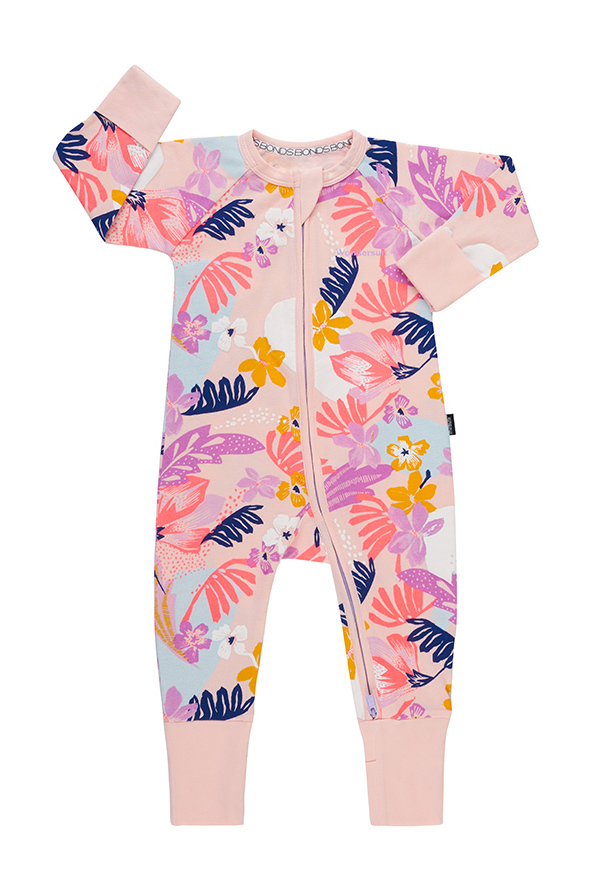 Bonds Zip Wondersuit Long Sleeve - Dessert Floral (12-18 Months)