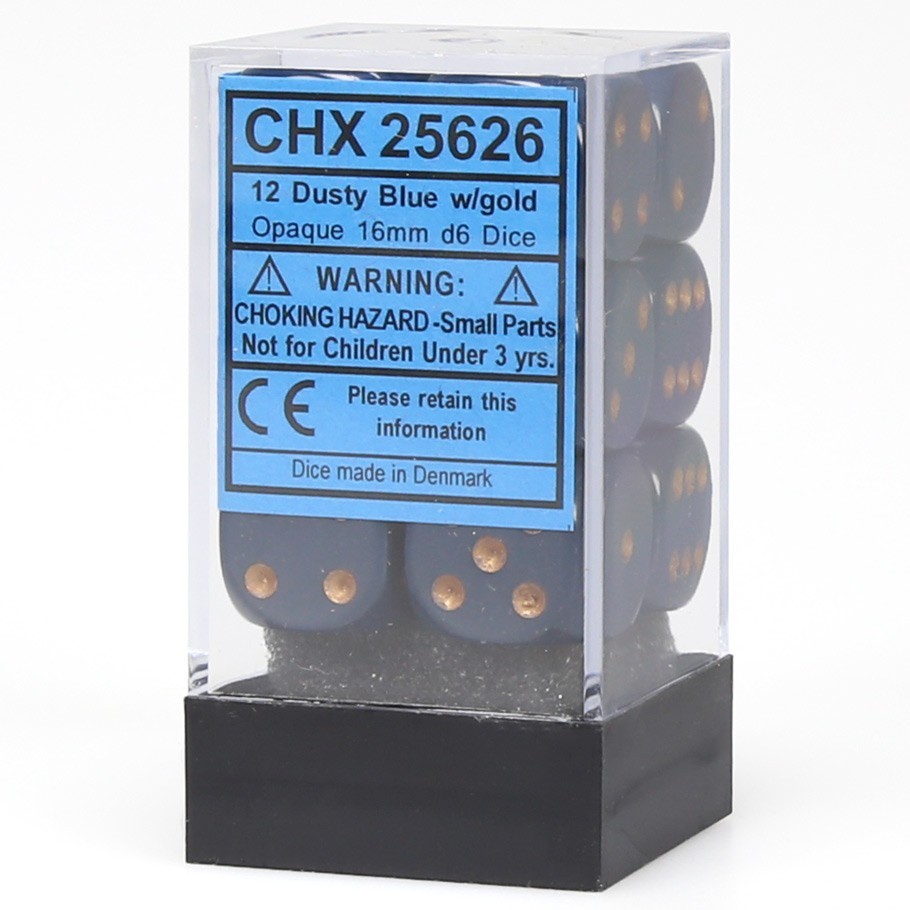 Chessex: D6 Opaque Cube Set (16mm) - Dusty Blue/Copper image