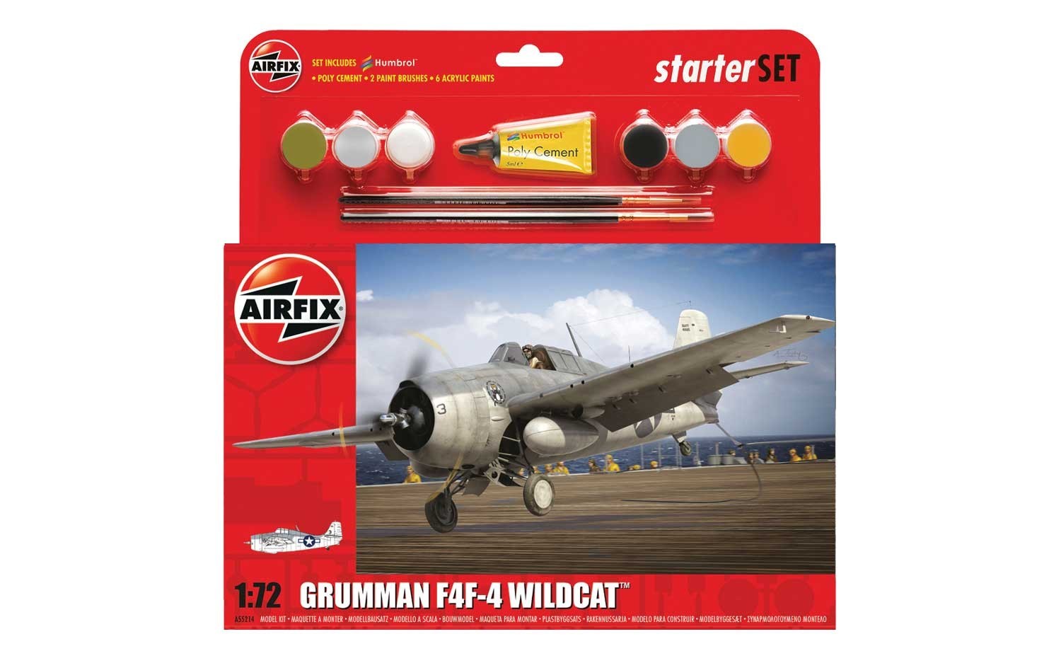 Airfix Grumman F4F-4 Wildcat Starter Set 1:72 Model Kit image