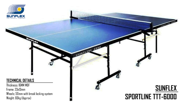 Sunflex Sportline 6000 Table Tennis - Table & Set (4 Bats/6 Balls)