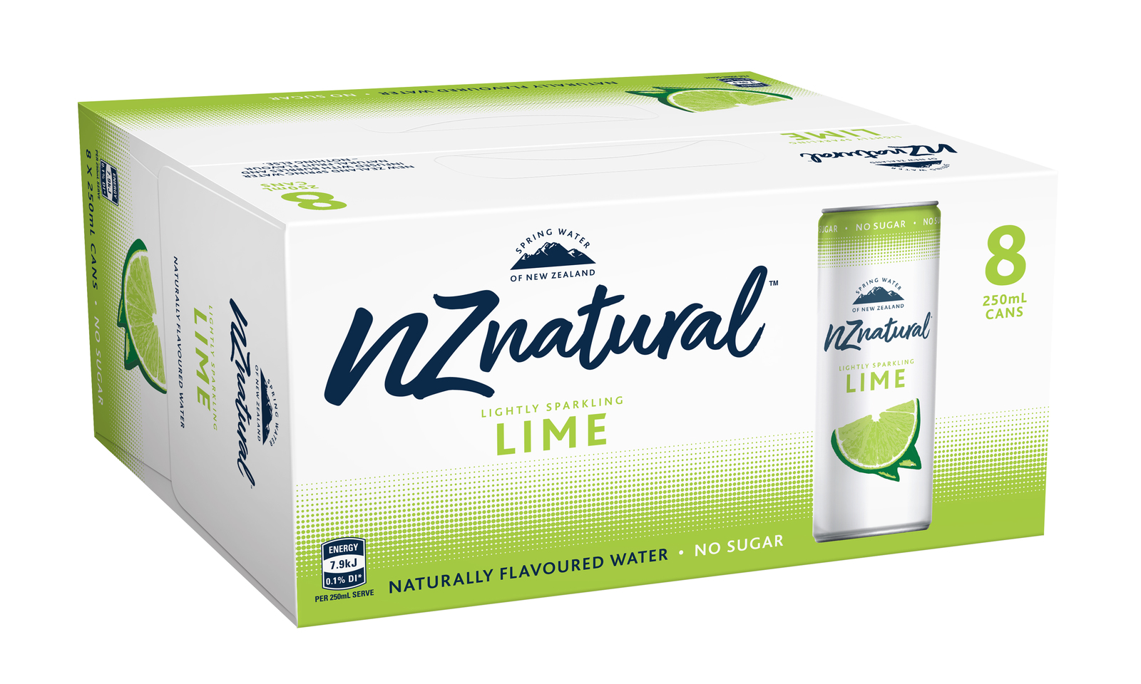 NZ Natural Sparkling Cans Lime 250ml (8 Pack) image