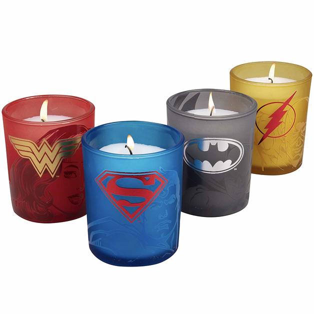 DC Comics Justice League Glass Votive Candle Set (Set Of 4) at
