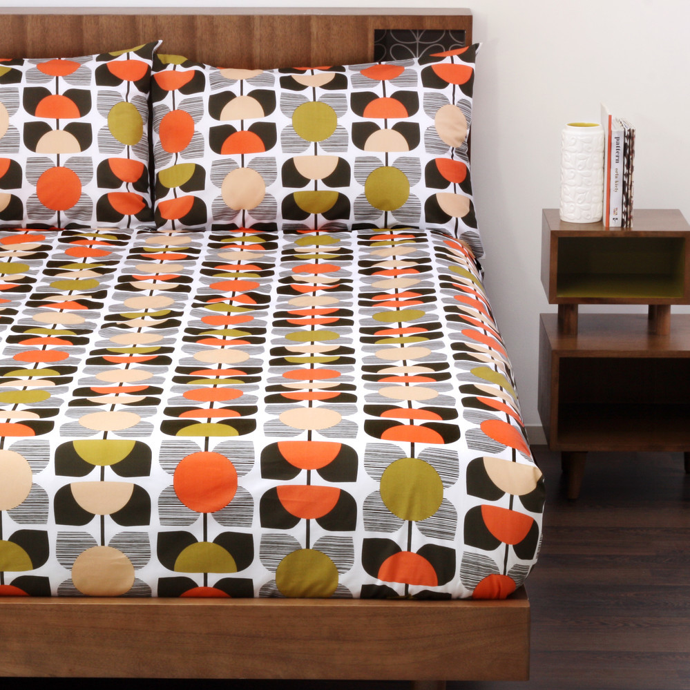 Orla Kiely Square Flower Queen Duvet Set Coral at Mighty Ape NZ