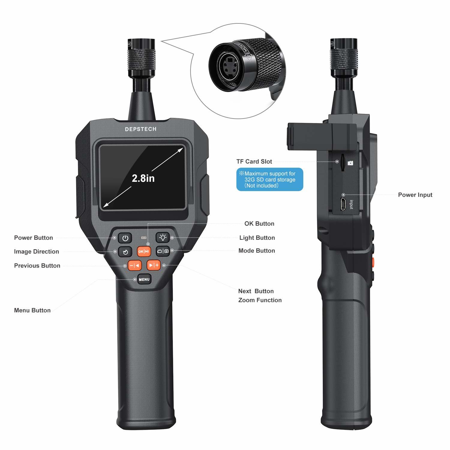 DEPSTECH Waterproof Digital Borescope with 2.8 inch LCD Screen at