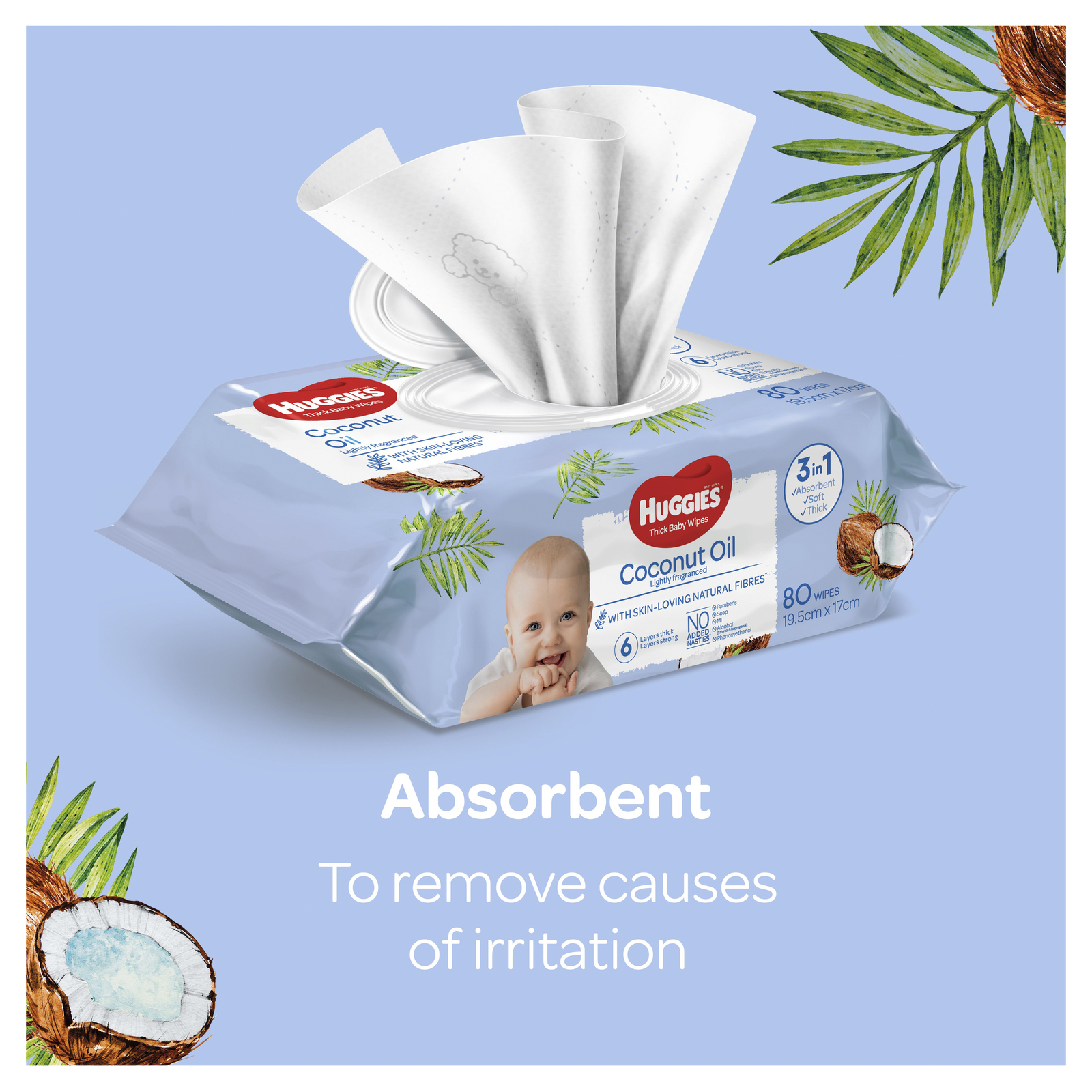 Huggies Baby Wipes Value Box - Coconut (4 Pks - 320 Wipes) image