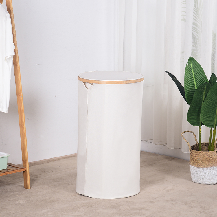 Round Bamboo Laundry Basket with Removable Inner Bag at Mighty Ape NZ