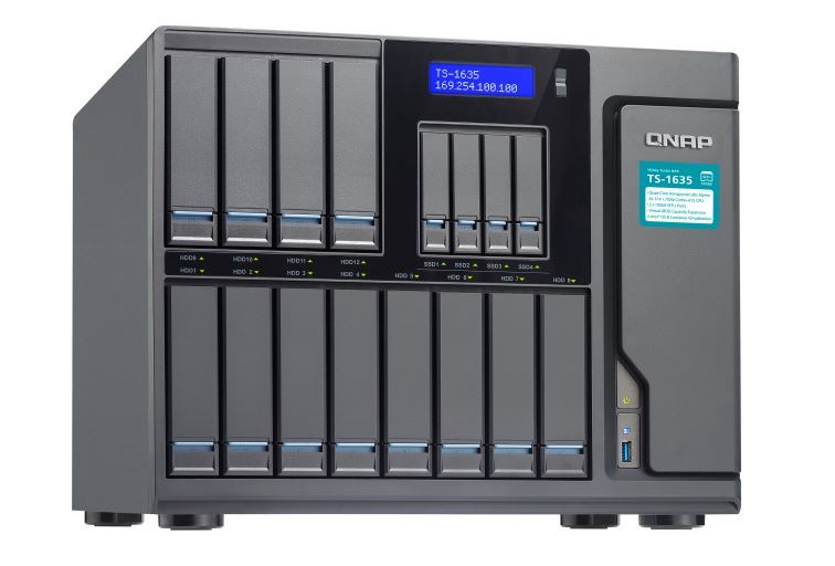 QNAP TS-1635-4G NAS,12+4 BAY(NO DISK),4GB,ARM CORTEX-A15,GbE(2),10GbE SFP+(2),USB,TWR,2YR image