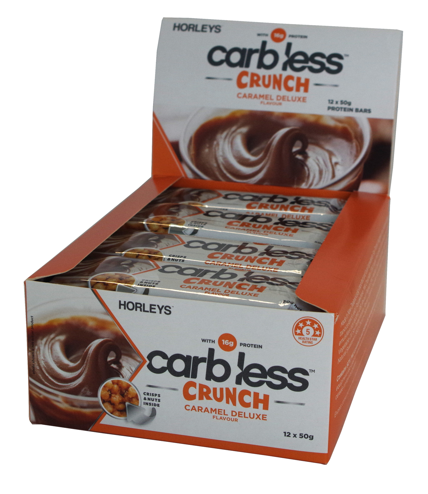 Horleys Carb Less Crunch Bars - Caramel Deluxe (12 x 50g Pack) image