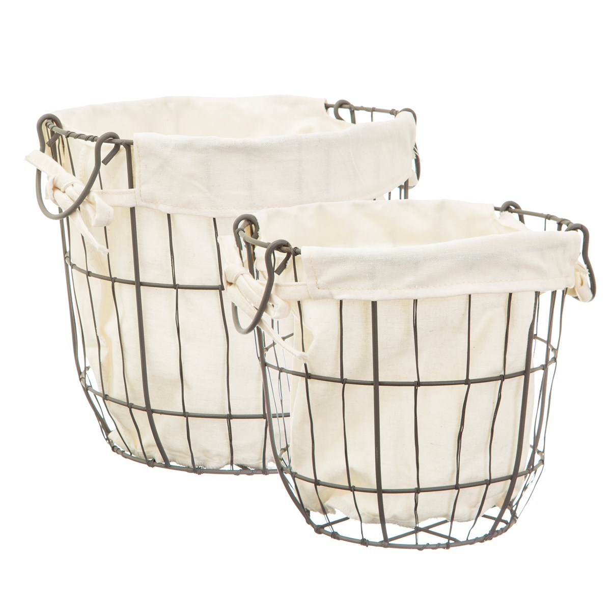 Sass & Belle Round Wire Storage Baskets With Lining at Mighty Ape NZ
