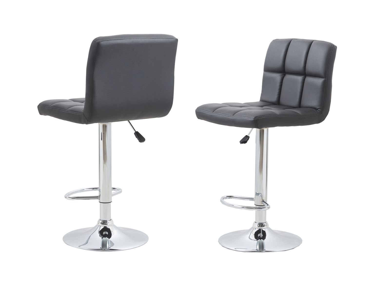 Adjustable Swivel Backrest PU Leather Bar Stool (Pack of 2) - Black