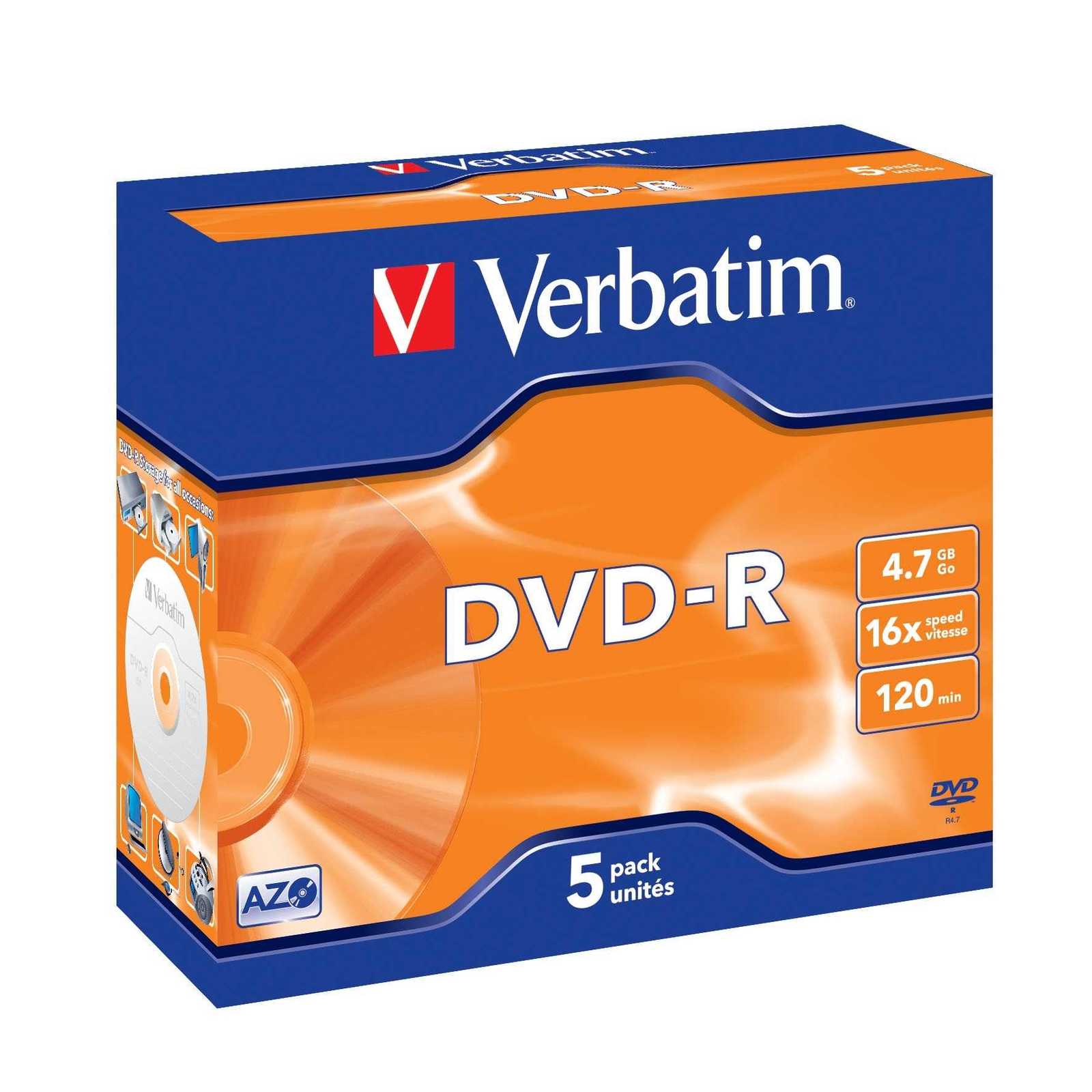 Verbatim DVD-R 4.7GB Jewel Case 16x (5 Pack)