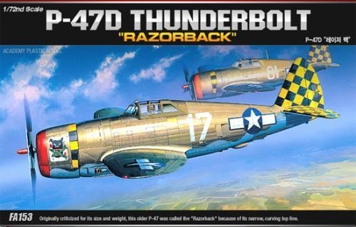 Academy P-47D T/Bolt "Razor Back" 1/72 Model Kit image