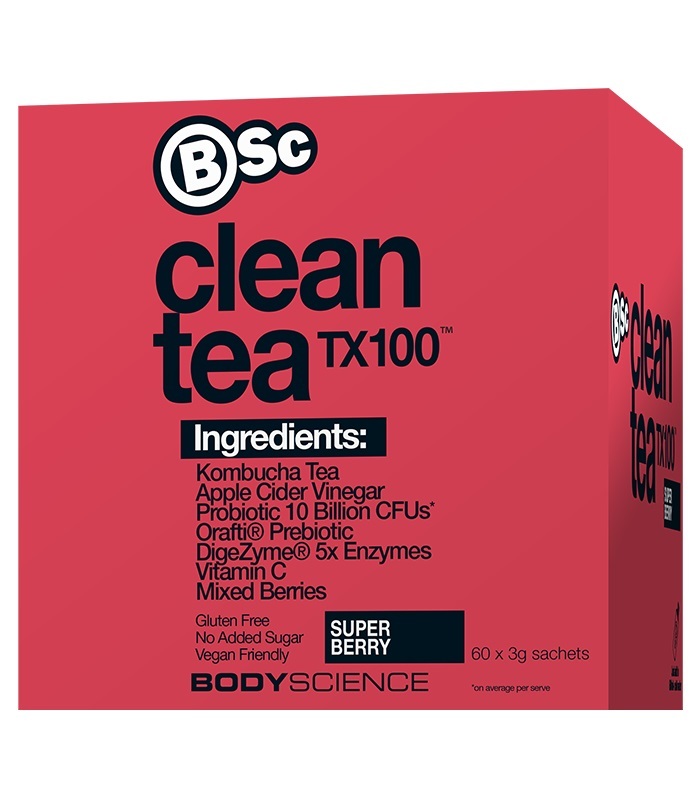 BSc Bodyscience Clean Tea TX100 Super Berry 60x 3g Serve