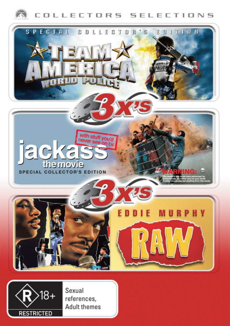 3x's - Team America - World Police / Jackass - The Movie / Eddie Murphy - Raw (Collectors Selections) (3 Disc Set) on DVD image