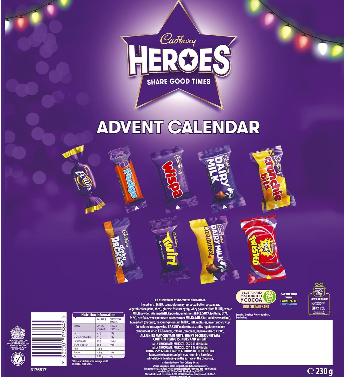Cadbury Heroes Premium Advent Calendar 230g at Mighty Ape NZ