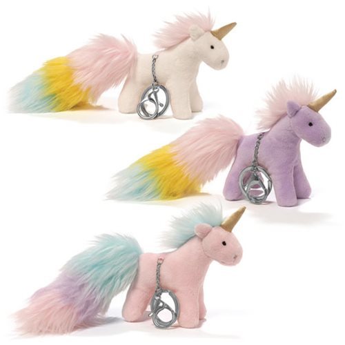 Unicorn Rainbow: Poof Tails Plush Key Chain - Pink