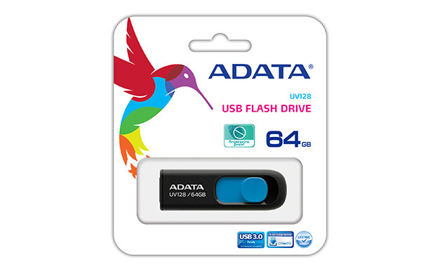 64GB ADATA UV128 Dashdrive Retractable USB 3.0 Flash Drive (Blue/Black) image